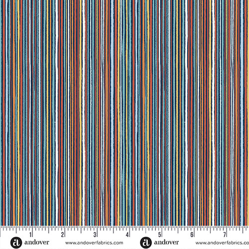 Orbit by Makower UK Fine Stripe Blue
