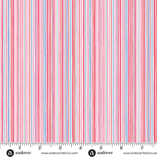 Dance Class by Makower UK Fine Stripe Pink