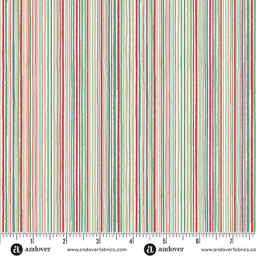 Country Christmas by Makower UK Fine Stripe Cream