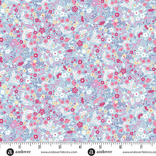 Dance Class by Makower UK Floral  Blue