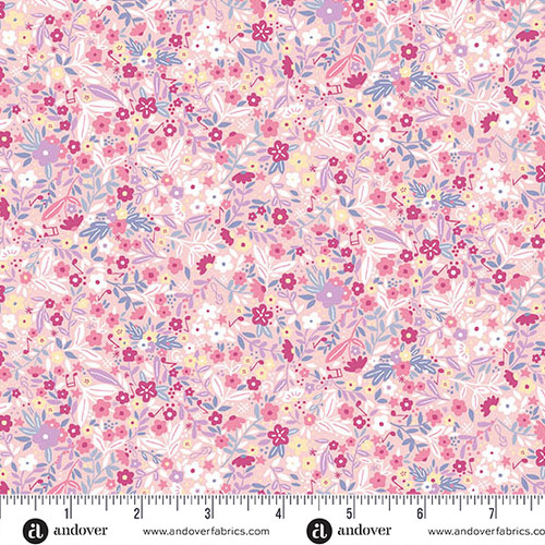 Dance Class by Makower UK Floral  Pink