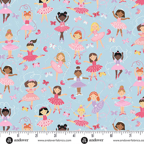 Dance Class by Makower UK Ballerinas  Blue