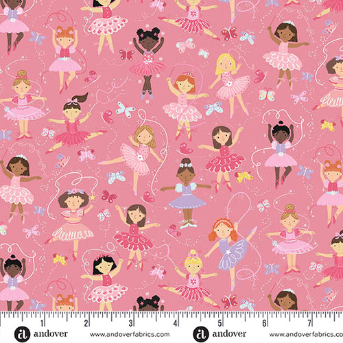 Dance Class by Makower UK Ballerinas  Pink