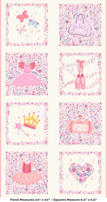 Dance Class by Makower UK Panel  Cream