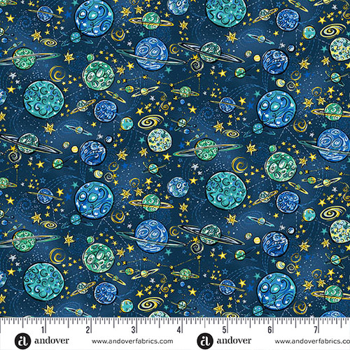 Orbit by Makower UK Galaxy Blue