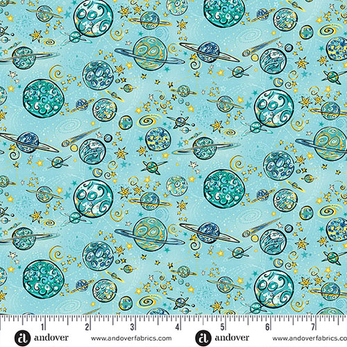 Orbit by Makower UK Galaxy Teal