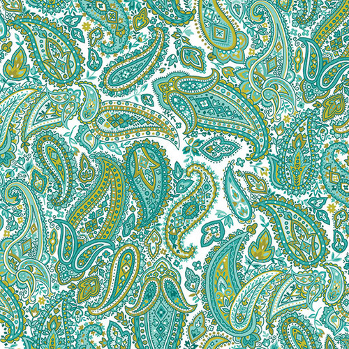 Monsoon by Makower Paisley Teal