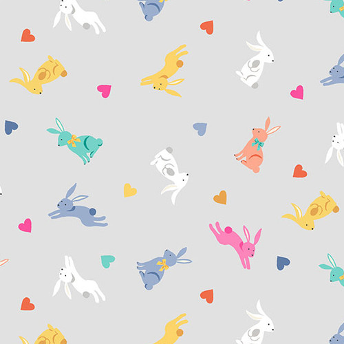 Spring by Makower UK Rabbits Grey