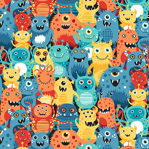 Outer Space by Makower UK Aliens Blue