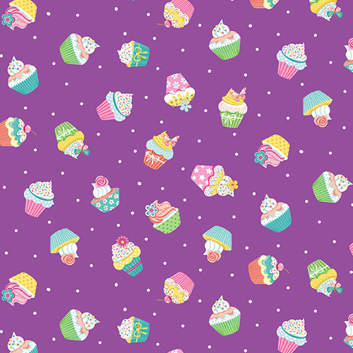 Daydream by Makower UK Cupcakes Purple