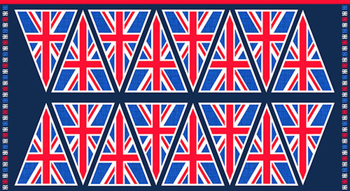 London Revival by Makower UK Union Jack Flags Blue