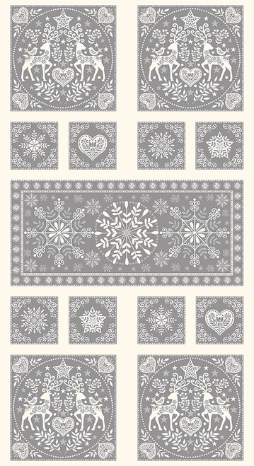 Scandi 2022 by Makower UK Scandi Panel Grey