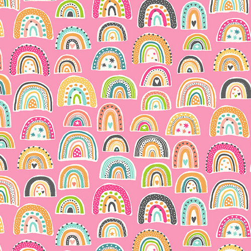 In The Jungle by Makower UK Rainbows Pink