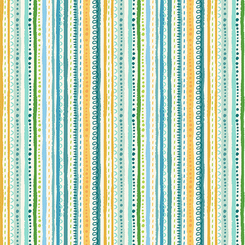 In The Jungle by Makower UK Doodle Stripe Blue