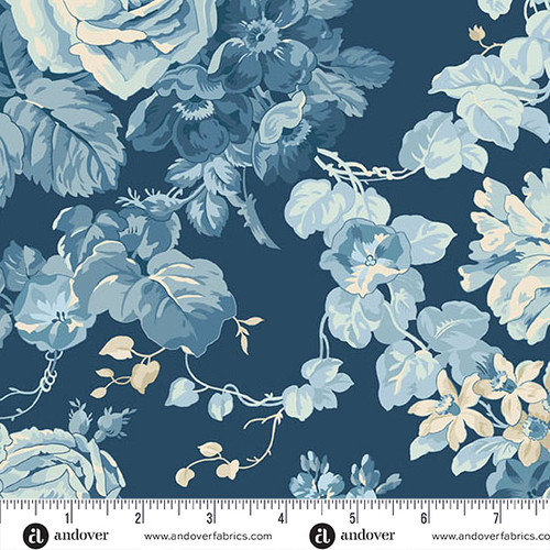 Special Delivery by Laundry Basket Quilts Rose Bouquet Navy