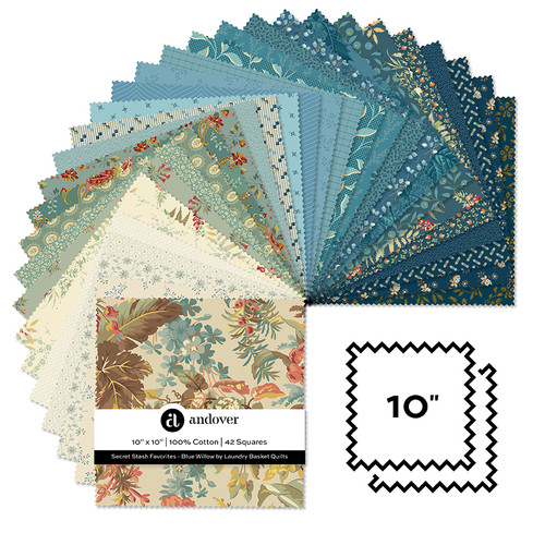 Secret Stash Favorites - Blue Willow - 10 Inch Square - 42 Cuts Each