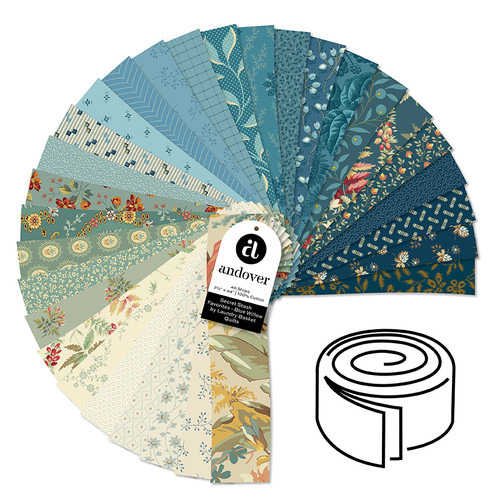 Secret Stash Favorites - Blue Willow - 2.5 Inch Strip Roll - 40 Cuts Each
