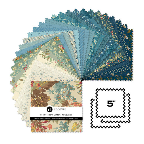 Secret Stash Favorites - Blue Willow - 5 Inch Square - 42 Cuts Each