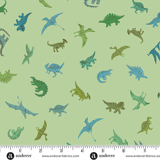 Prehistoric by Makower UK Pals Green - Andover Fabrics