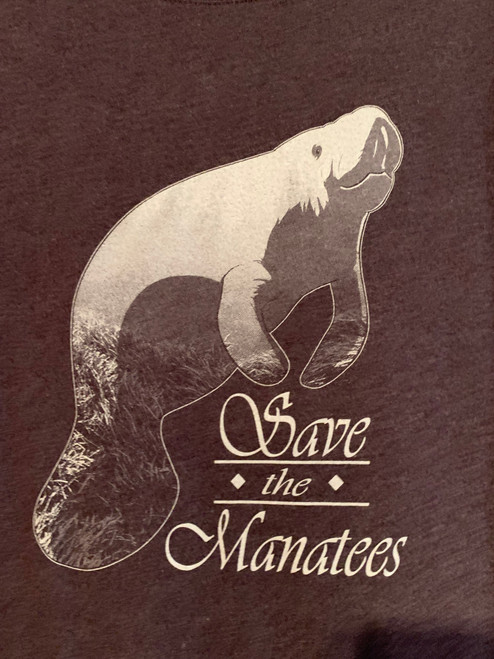 NWOT - SAVE THE MANATEES Image Ladies Size M Purple Double-Sided Short Sleeve Tee