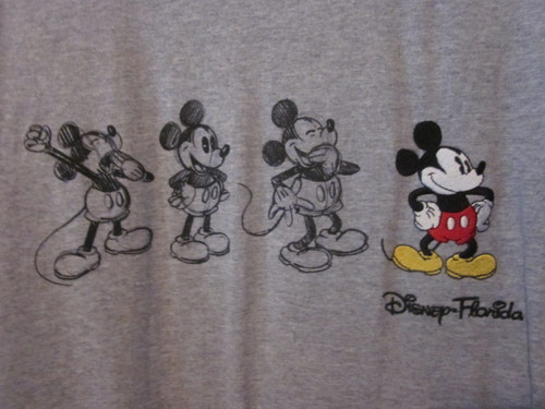 NWOT - MICKEY MOUSE Sketched & Embroidered Adult Size M Gray Heather Short Sleeve Tee