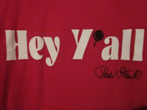 NWOT - HEY Y'ALL Paula Deen Signature Image Adult Size S Red Short Sleeve Tee