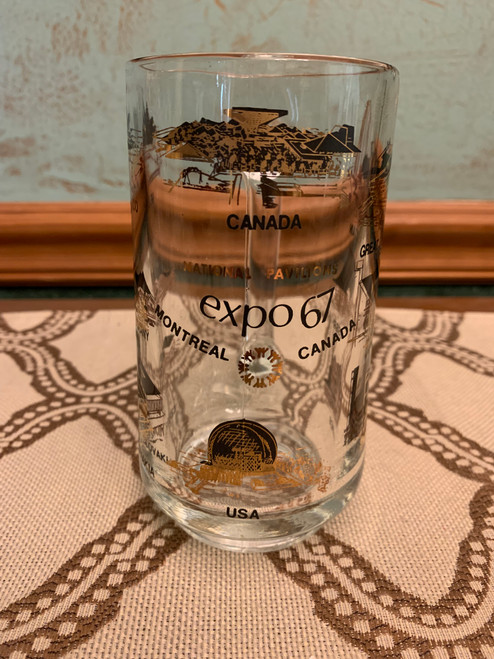 Vintage National Pavilions Expo 67 Montreal Canada Worlds Fair Souvenir Glass Mug