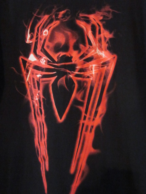 NWOT - Marvel Spider-Man Boy's Size XL Flaming Spider Logo Black Short Sleeve Tee