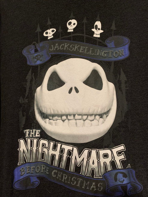 Vintage Disney's Jack Skellington Image Adult Size XL Black Heather Short Sleeve Tee