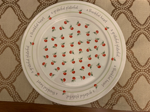 Vintage Hallmark "A Thankful Heart - A Grateful Plateful" Cherry Design Large Ceramic 12.25" Serving Plate