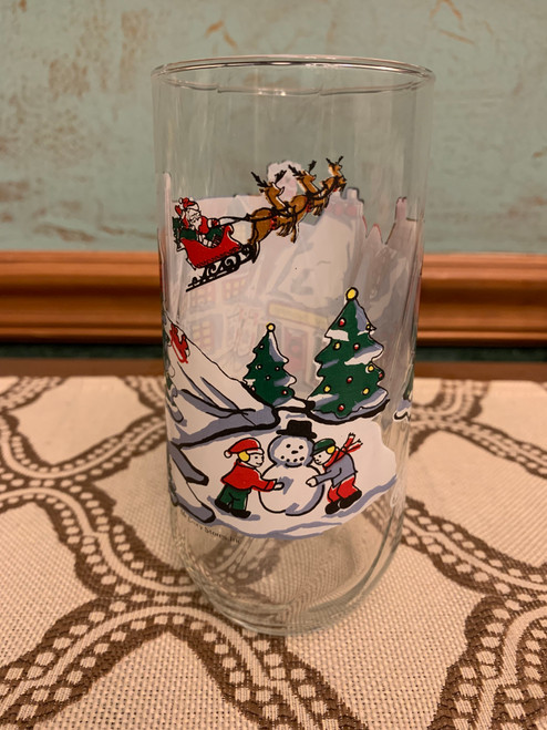 Vintage MCCRORY Stores & COCA-COLA Swirl Design Christmas Holiday Scene Glass