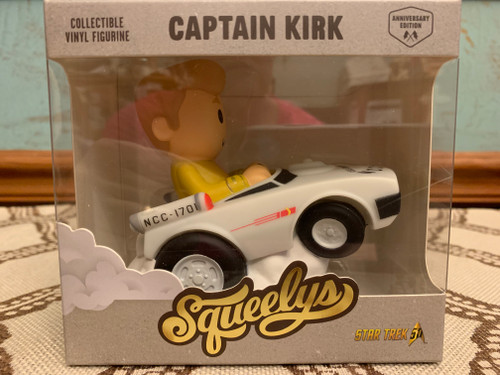 New in box Hallmark Squeelys Captain Kirk vinyl figurine, collectible Star Trek toy from Series 1.