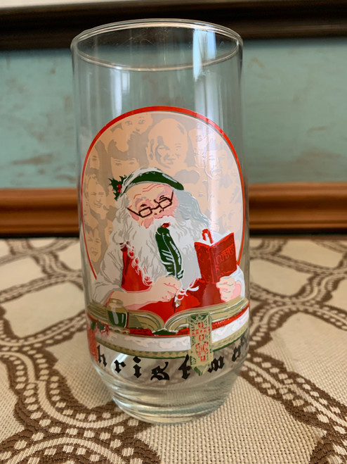 Vintage COCA-COLA & Norman Rockwell CHRISTMAS St. Nick Print Glassware
