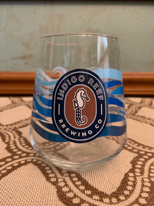 Vintage Indigo Reef Brewing Company Stemless Glass