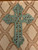 Vintage Verdigris Green Cast Iron Decorative Scroll LOVE Wall Cross
