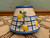 Vintage Lemons on Blue & White Plaid Pattern Small Ceramic Candle Shade