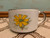 Vintage Japan Yellow Floral Design Speckled Beige Stoneware Handled Soup Mug