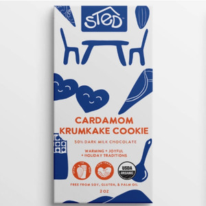 Cardamom Krumkake Cookie Dark Chocolate Bar - 2oz