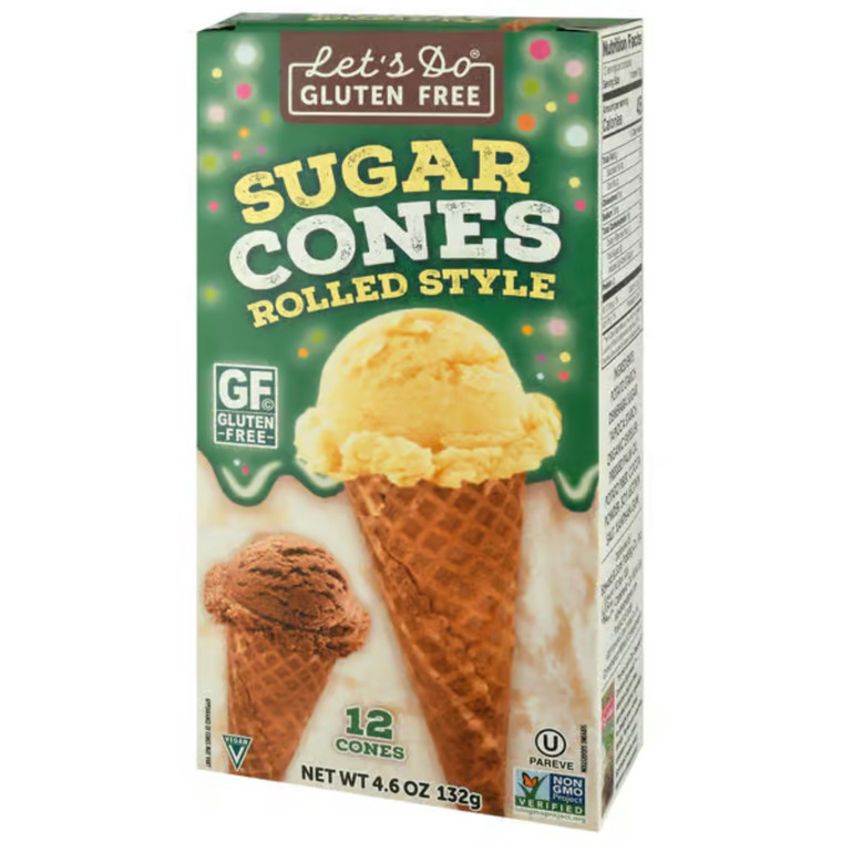 GF Ice Cream Sugar Cones Rolled Style - 12ct