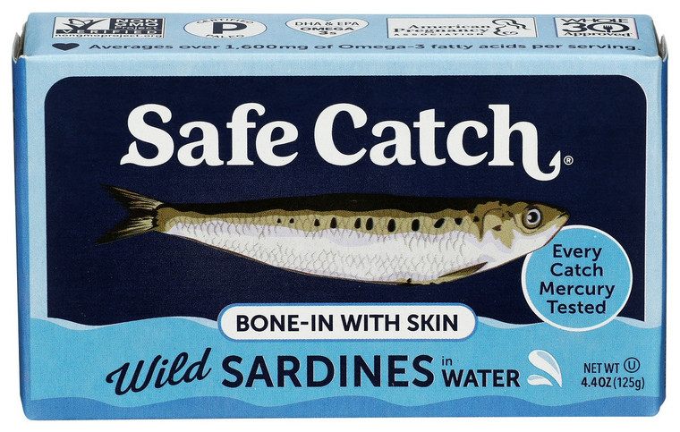 Wild Sardines in Water, Bone-In with Skin - 4.4 oz