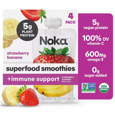 NOKA Superfood Smoothie Strawberry Banana + Immune Support 4pk
