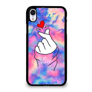 CUTE HEART FINGER MARBLE iPhone XR Case Cover