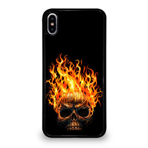 BIKER SKULL FLAMING iPhone XS Max Case Cover