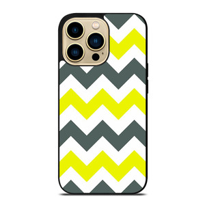 CHEVRON PATTERN YELLOW AND GREY iPhone 14 Pro Max Case Cover