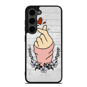 WOODEN CUTE HEART FINGER Samsung Galaxy S23 Plus Case Cover