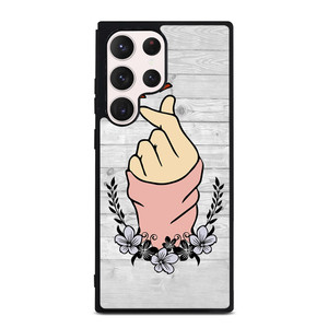 WOODEN CUTE HEART FINGER Samsung Galaxy S23 Ultra Case Cover