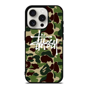 STUSSY BAPE CAMO iPhone 15 Pro Case Cover