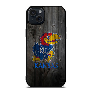 KANSAS JAYHAWKS WOODEN LOGO iPhone 15 Plus Case Cover