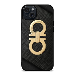 SALVATORE FERRAGAMO GOLD LOGO iPhone 15 Plus Case Cover