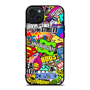 STICKER BOMB DC HOONIGAN iPhone 15 Plus Case Cover STICKER BOMB DC HOONIGAN iPhone 15 Plus Case Cover